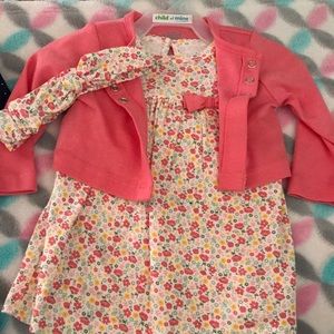 NWT (2) floral dresses (comes with cardigan & bow)